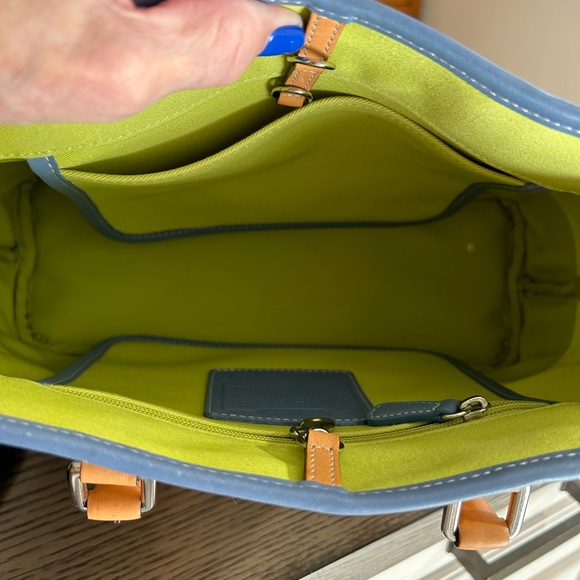 Vintage Coach Canvas & Blue Leather Bag - Picture 11 of 13